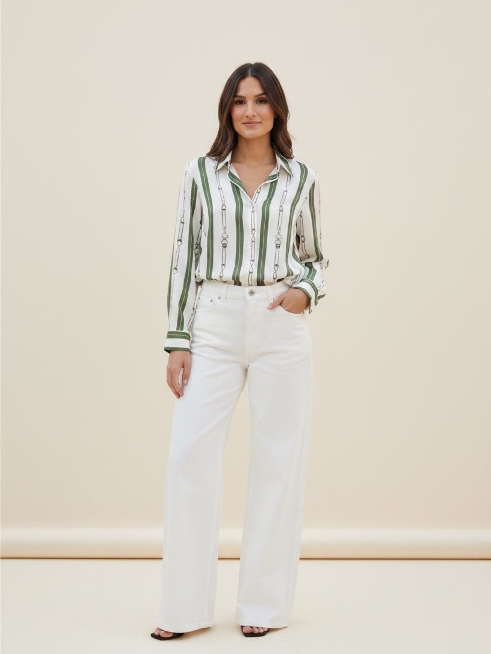 Edikted Women's High-Rise Wide-Leg White Jeans New Size Large
